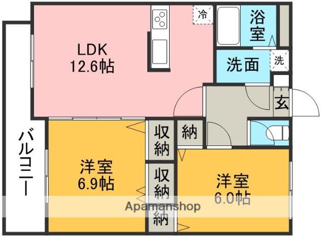 サングローリー津久礼(2LDK/1階)の間取り写真