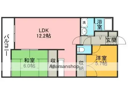 クリスタルマンション(2LDK/1階)の間取り写真