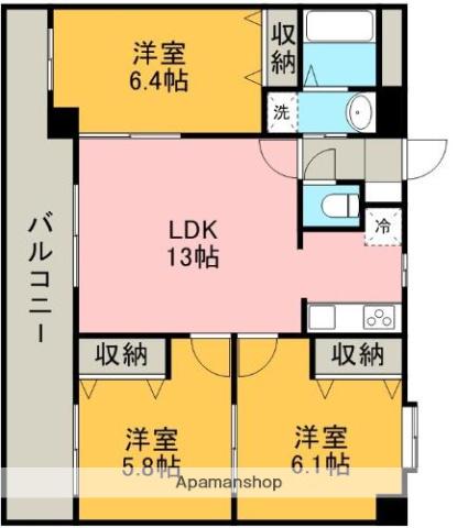 デュアラス・コア(3LDK/3階)の間取り写真