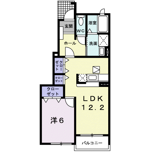 ニューアラモードA(1LDK/1階)の間取り写真