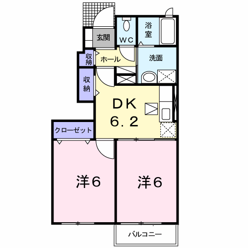 F.グローリアⅡ(2DK/1階)の間取り写真