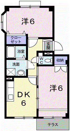 ドリームシャトーⅠ(2DK/1階)の間取り写真