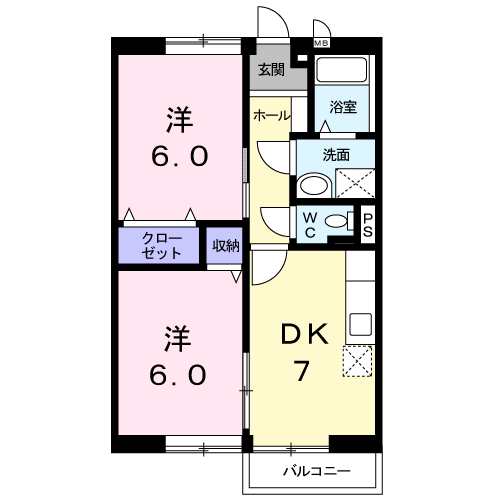 セピアコート(2DK/2階)の間取り写真