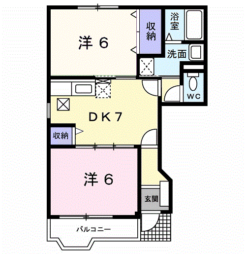 メゾンナカシマⅢA(2DK/1階)の間取り写真