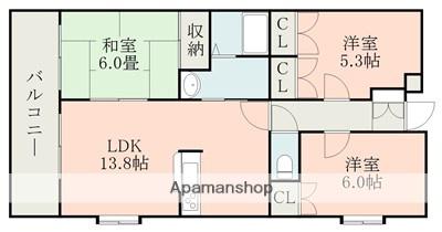 カンフォート(3LDK/3階)の間取り写真