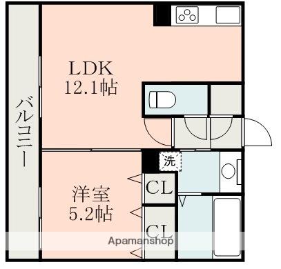 クレセール武蔵ケ丘A棟(1LDK/3階)の間取り写真