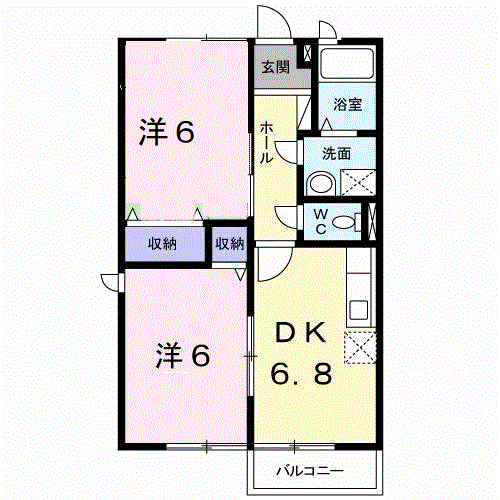 ルミエール坂本Ⅱ(2DK/2階)の間取り写真