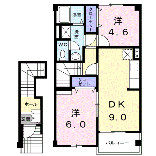 ロイヤルシャトー(2DK/2階)の間取り写真