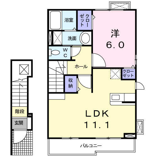 ソレイユGENⅢ(1LDK/2階)の間取り写真