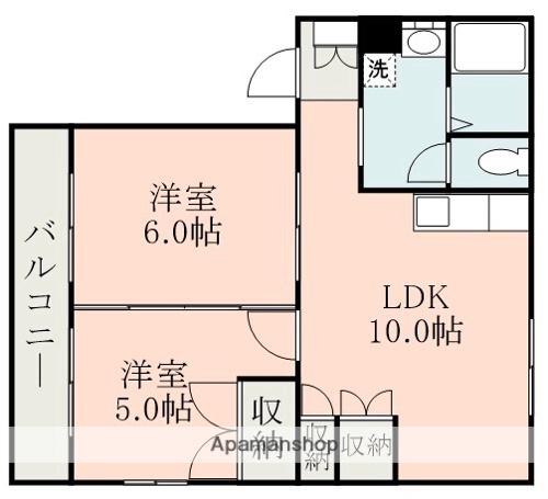 メゾンピノB(2LDK/2階)の間取り写真