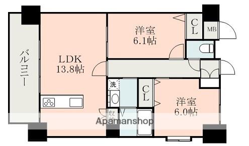 パサージュ帯山(2LDK/7階)の間取り写真