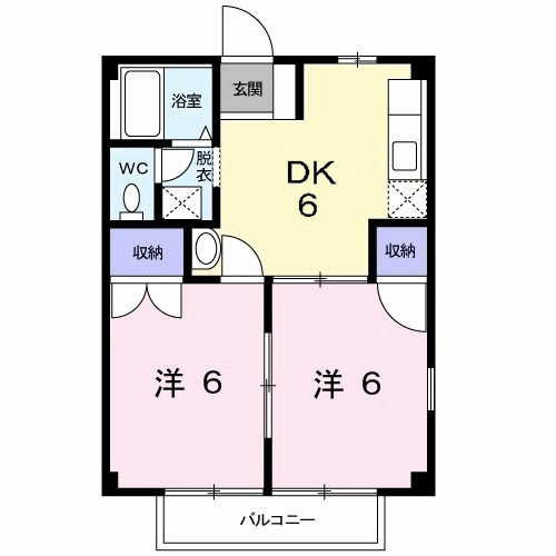 シティハイツ(2DK/2階)の間取り写真