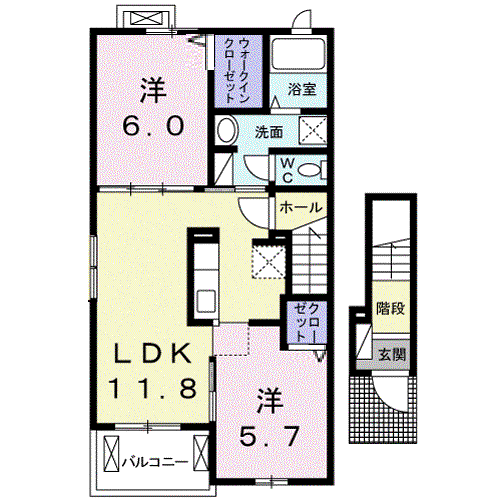 サンリット Ⅱ(2LDK/2階)の間取り写真