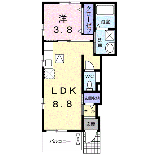 パーク・アニメート(1LDK/1階)の間取り写真