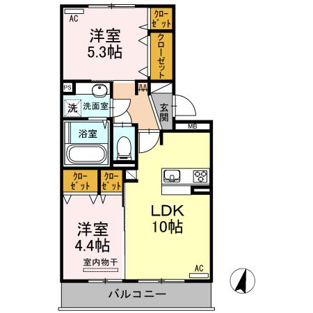 ハイムセラ大津駅前(2LDK/3階)の間取り写真