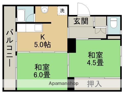 ファーストプレイス合志1号棟(2K/4階)の間取り写真