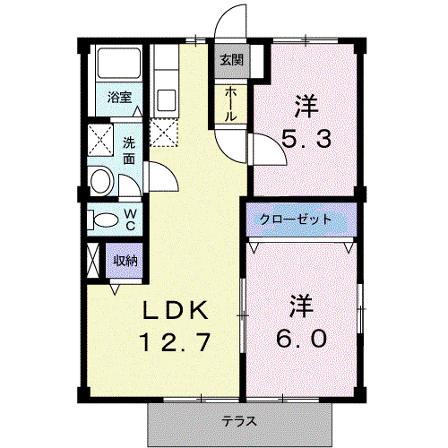シティハイツ千田Ⅱ(2LDK/1階)の間取り写真
