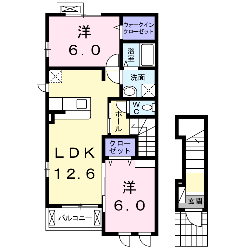CASAFELICEⅡ(2LDK/2階)の間取り写真