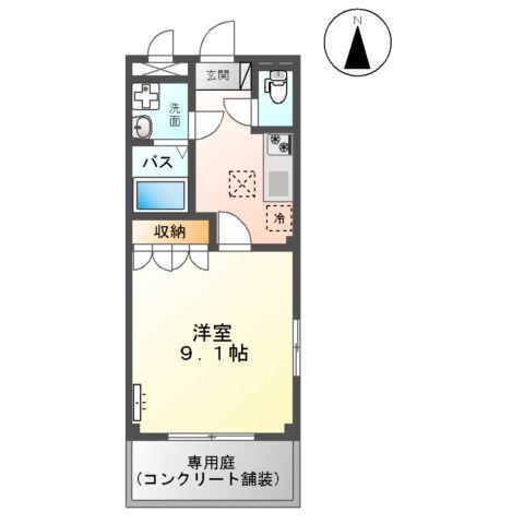 オレンジビレッジ(1K/1階)の間取り写真