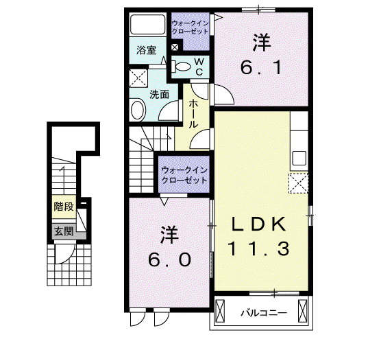 プリムローズⅠ(2LDK/2階)の間取り写真
