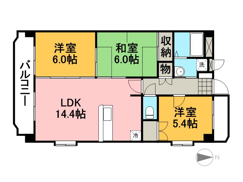 メゾンドユー(3LDK/2階)の間取り写真