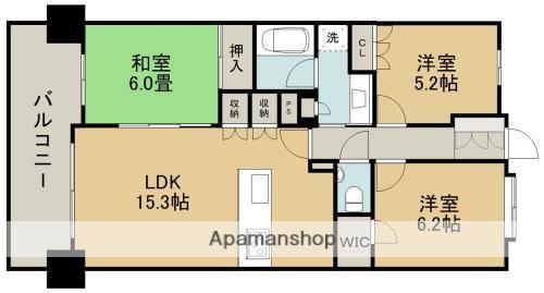 MJRザ・ガーデン大江(3LDK/3階)の間取り写真