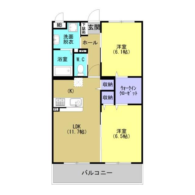 リーブライツ菊池(2LDK/1階)の間取り写真