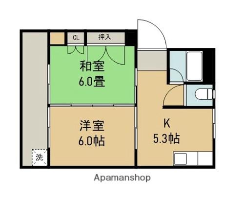 十王ハイツ(2K/1階)の間取り写真