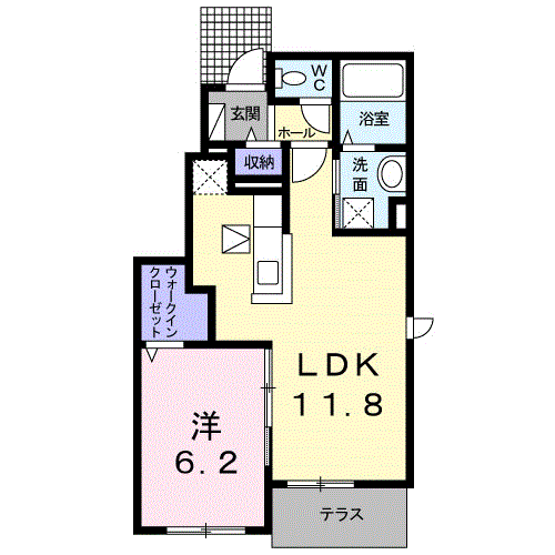 クレールⅢ C(1LDK/1階)の間取り写真