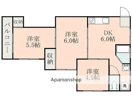 室園マンション(3DK/4階)の間取り写真