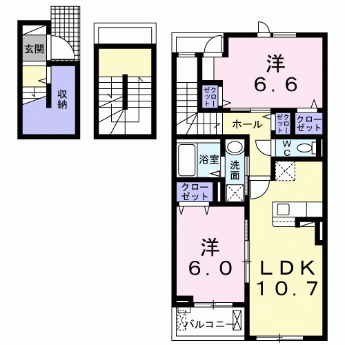 シャルマンビップⅡ(2LDK/3階)の間取り写真