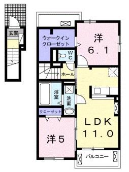 アベニール(2LDK/2階)の間取り写真