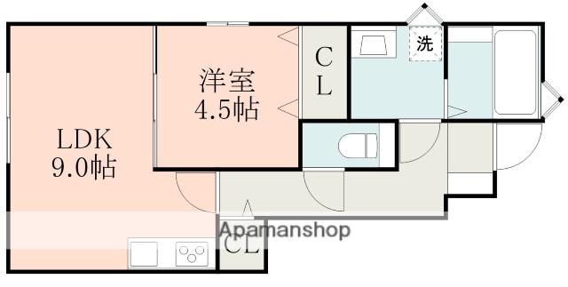 KURENAI Ⅱ A棟(1LDK/1階)の間取り写真
