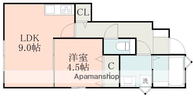 KURENAI Ⅱ A棟(1LDK/1階)の間取り写真