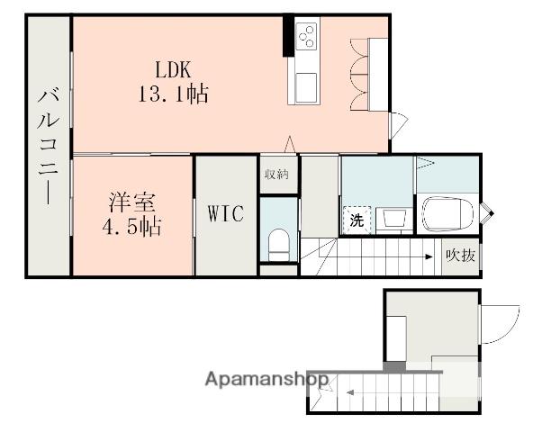 エトワールルージュ B(1LDK/2階)の間取り写真