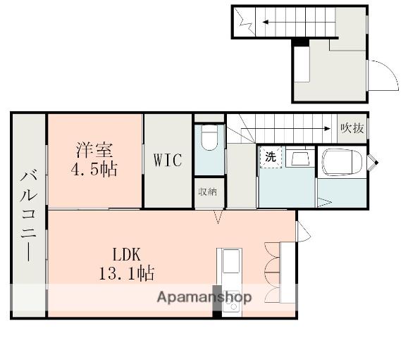 エトワールルージュ B(1LDK/2階)の間取り写真