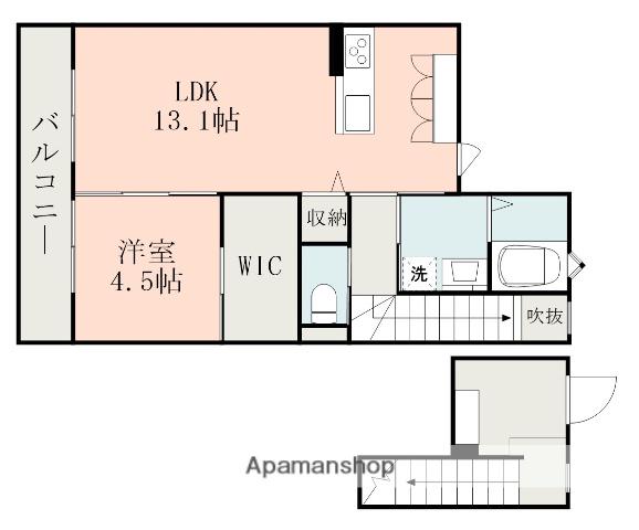 エトワールルージュ B(1LDK/2階)の間取り写真