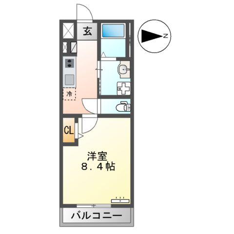 BLUEBELL 杉水(1K/2階)の間取り写真