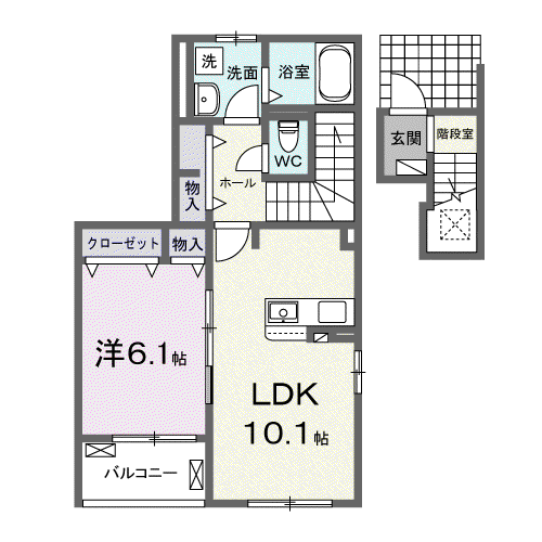 アバンツァートⅠ(1LDK/2階)の間取り写真