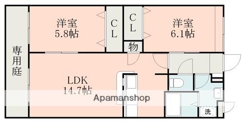 MAJOR大津北(2LDK/1階)の間取り写真