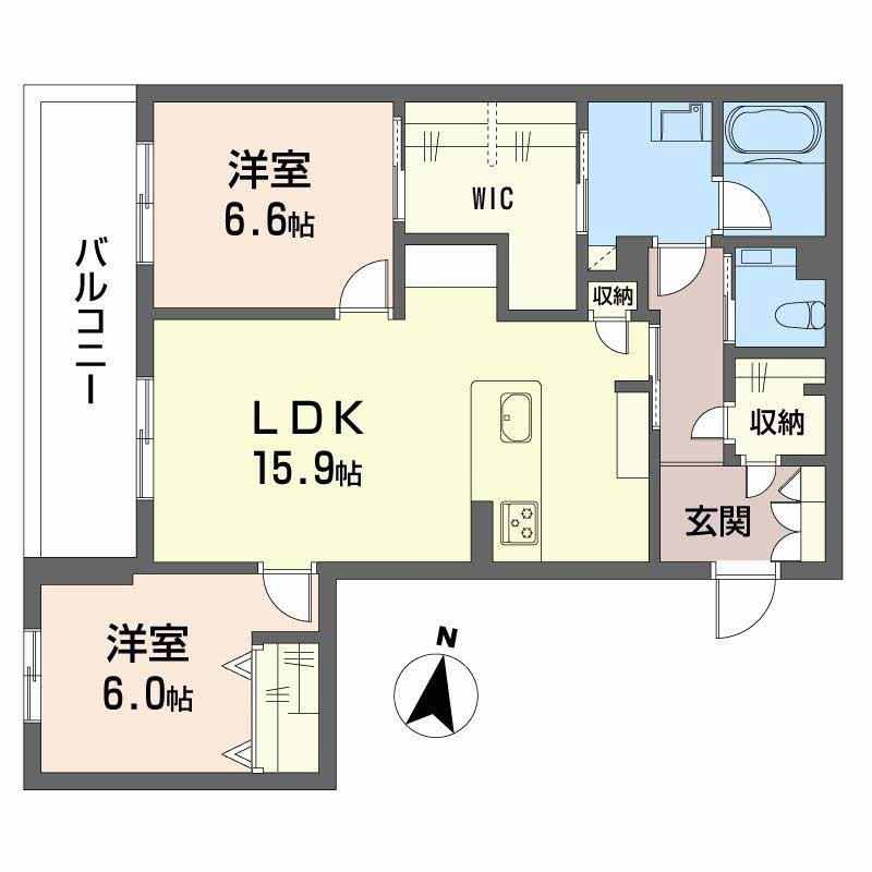 シャーメゾン光の森プレミアム(2LDK/3階)の間取り写真