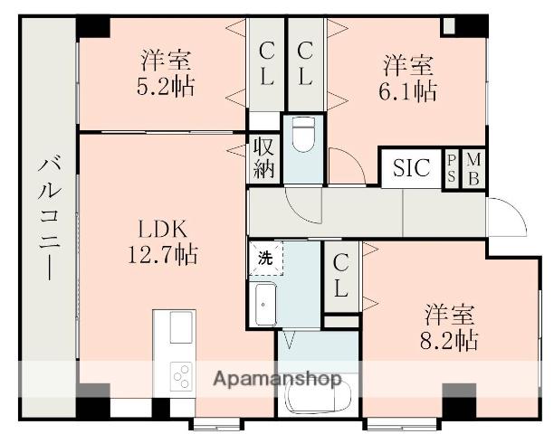 フォーエス武蔵ヶ丘北サウス(3LDK/4階)の間取り写真