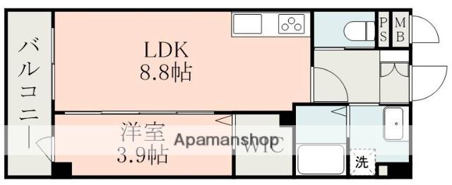 フォーエス武蔵ヶ丘北サウス(1LDK/2階)の間取り写真