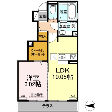 ポシェット大津(1LDK/1階)の間取り写真