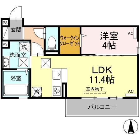 エトワール花立(1LDK/1階)の間取り写真