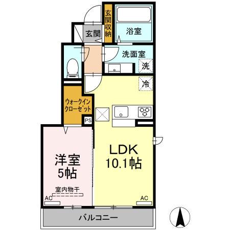 アテリア弐番館(1LDK/1階)の間取り写真