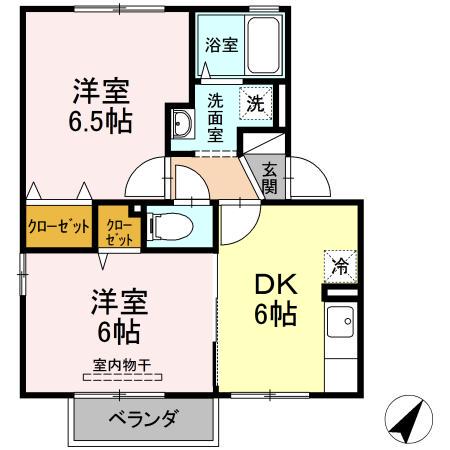 アガパンサス(2DK/2階)の間取り写真