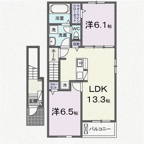 フェニックス Ⅱ(2LDK/2階)の間取り写真