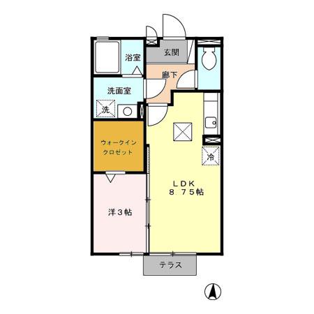 スカイコート(1LDK/1階)の間取り写真
