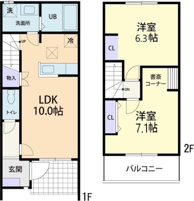 FLEUR 大津 II(2LDK/2階)の間取り写真
